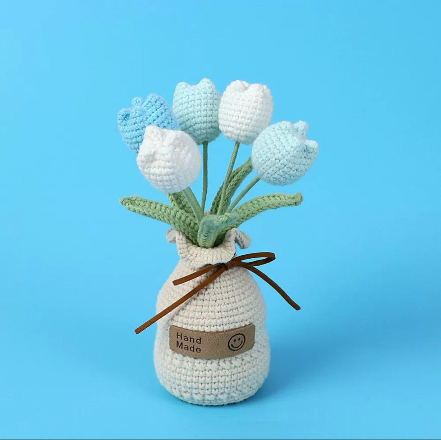 potted plant crochet A-Crochet Flowers in the Pot, Home Decor, Crochet Tulip Decoration, Cr – Anita flowers