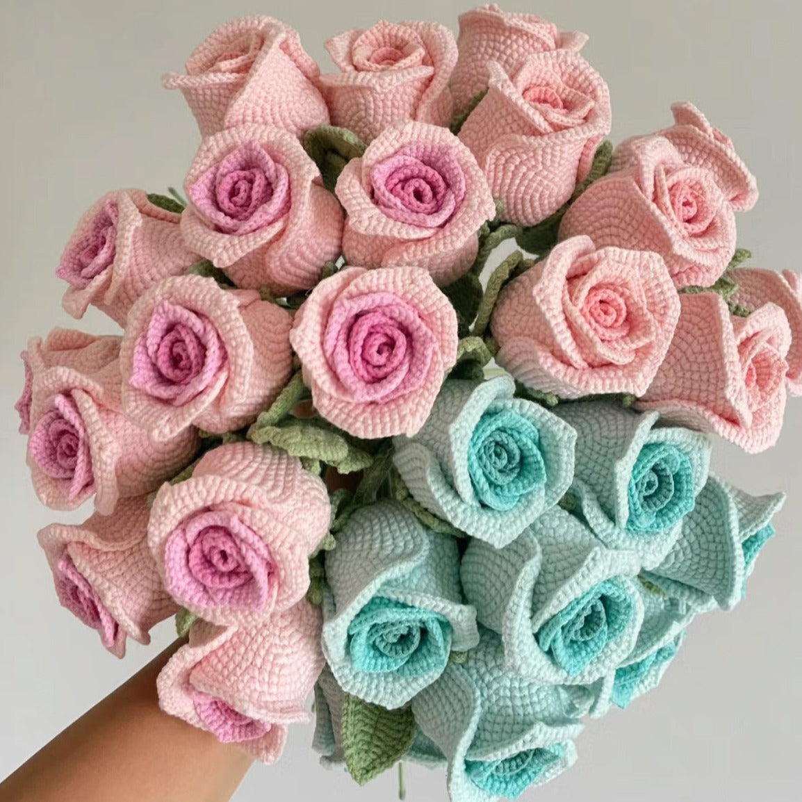 A-Crochet Rose, Handmade Knitted Flowers, Crochet Flower Bouquet, Personalized Gift for Birthday/Anniversary, Home Decor, MultiColor Option