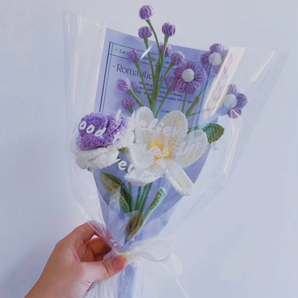 Crochet small tulips bouquet, Set of 4, Handmade gift, Finished product, Birthday/Anniversary/Graduation, Gifts for her