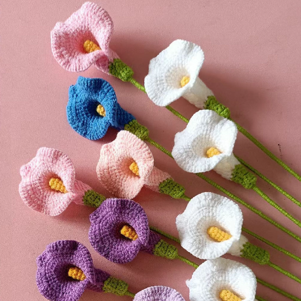 crochet calla lily flower pattern A-Handmade Crochet Calla Lily, Multiple Colors, Crochet Flowers for Bi – Anita flowers