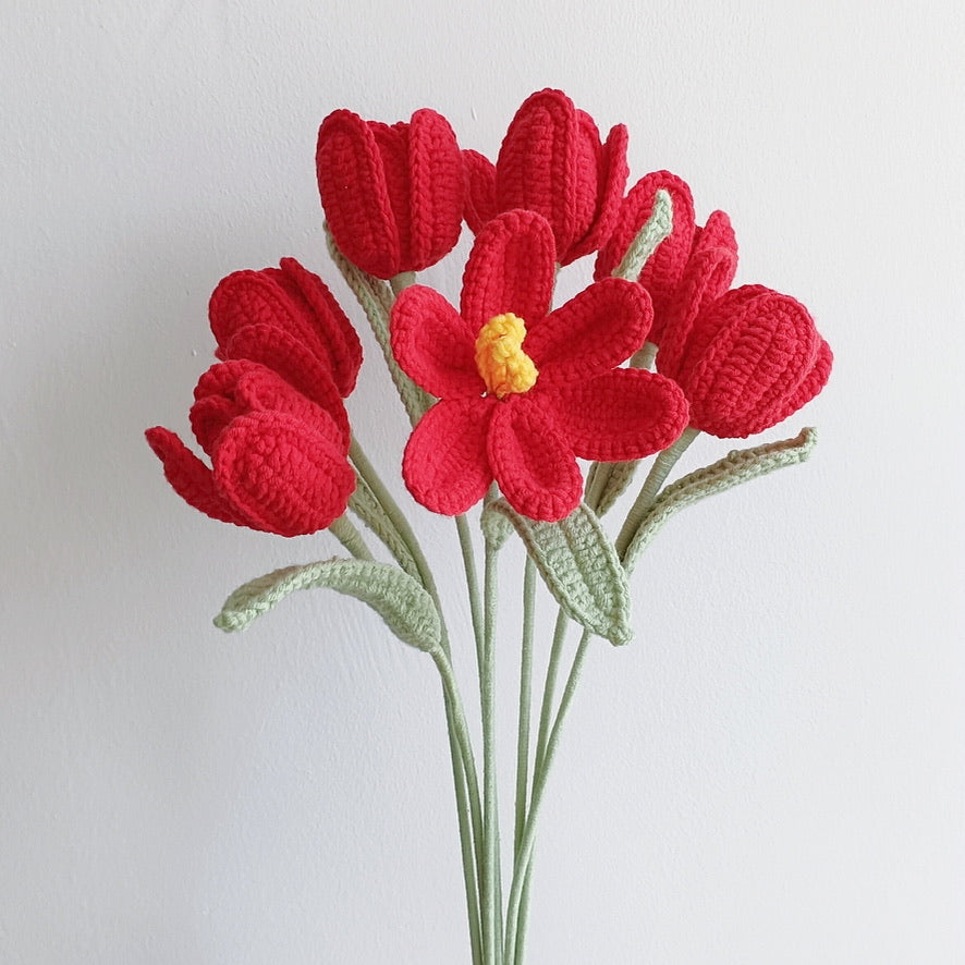 A-Crochet tulip bouquet, Multiple colors, Tulips, Handmade gift, Finished product, Birthday/Anniversary, Gifts for her