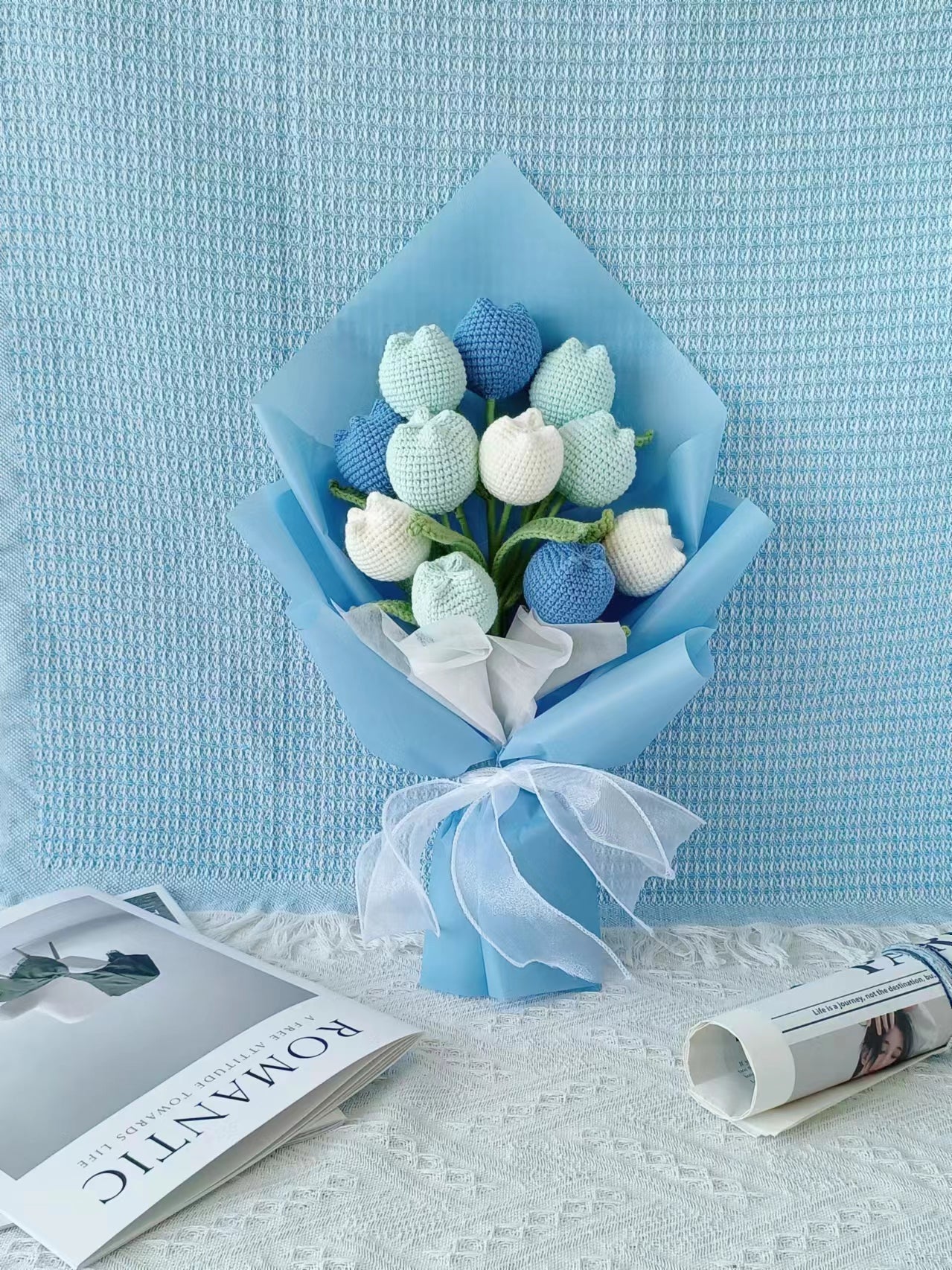 Crochet tulips bouquet, Set of 11, Crochet flowers, Finished product, Handmade, Gift for her, anniversary/birthday