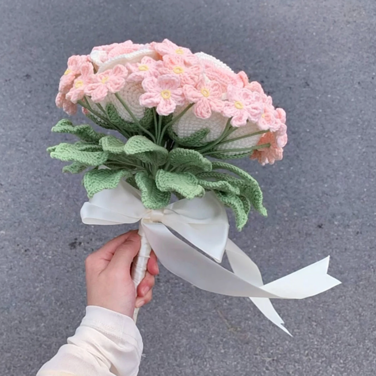 Crochet Bouquet, Pink Roses, Bridal Bouquet, Wedding Hand Bouquet, Wedding Decoration, Personalized Gift for Birthday/Anniversary, Handmade
