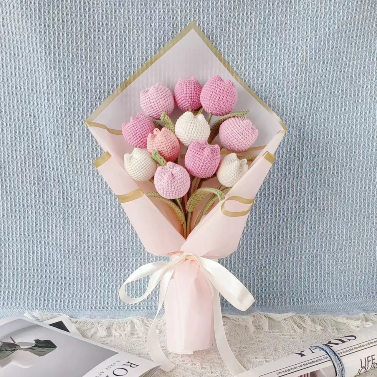 Crochet tulips bouquet, Set of 11, Crochet flowers, Finished product, Handmade, Gift for her, anniversary/birthday