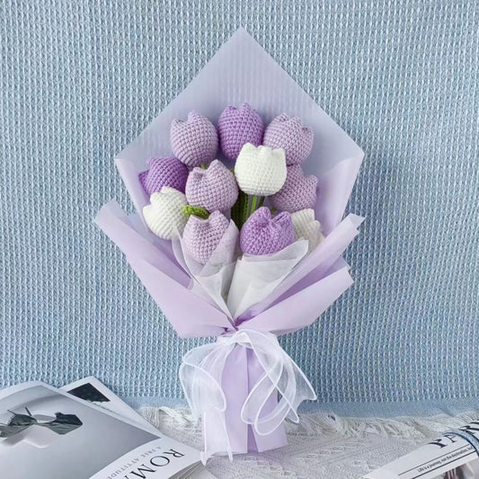 Crochet tulips bouquet, Set of 11, Crochet flowers, Finished product, Handmade, Gift for her, anniversary/birthday